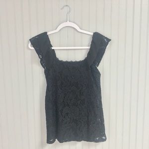 Black Lace Top with Ruffles